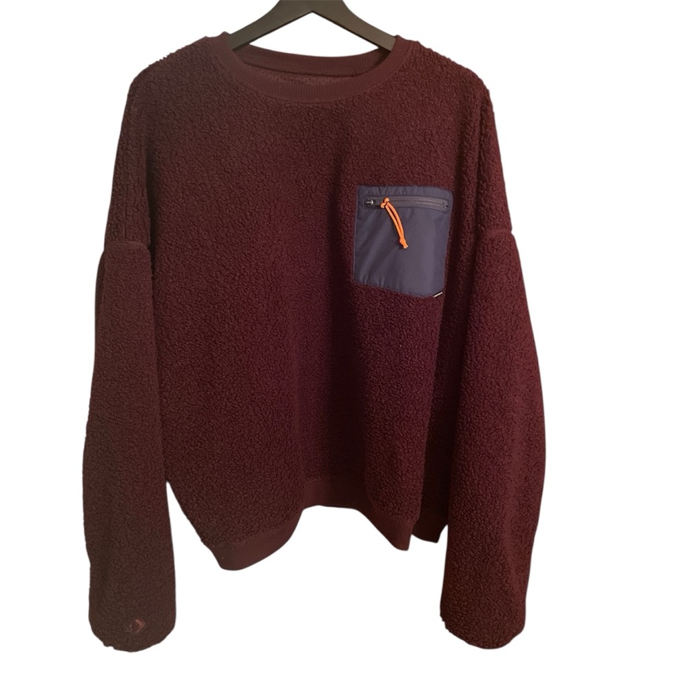 Women’s Sherpa Crewneck Sweatshirt Size XXL CONVERSE Purple Multicolor